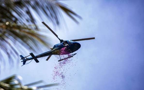 Flower Shower from Helicopter