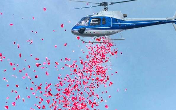 Flower Shower from Helicopter